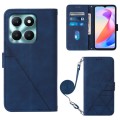 For Honor X6a Crossbody 3D Embossed Flip Leather Phone Case(Blue)