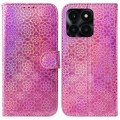For Honor X6a Colorful Magnetic Buckle Leather Phone Case(Pink)