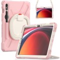 For Samsung Galaxy Tab S9 / S8 / S7 Silicone Hybrid PC Tablet Case with Holder & Shoulder Strap(Pink