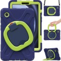 For Samsung Galaxy Tab A9 Silicone Hybrid PC Tablet Case with Holder & Shoulder Strap(Navy Blue Oliv
