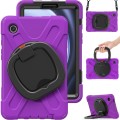 For Samsung Galaxy Tab A9 Silicone Hybrid PC Tablet Case with Holder & Shoulder Strap(Purple)