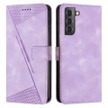 For Samsung Galaxy S21 FE 5G Dream Triangle Leather Phone Case with Long Lanyard(Purple)