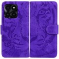 For Honor X6a Tiger Embossing Pattern Flip Leather Phone Case(Purple)