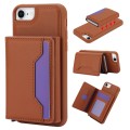 For iPhone SE 2022 / 2020 / 8 / 7 RFID Anti-theft Detachable Card Bag Leather Phone Case(Brown)