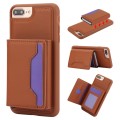 For iPhone 7 Plus / 8 Plus RFID Anti-theft Detachable Card Bag Leather Phone Case(Brown)