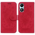 For Honor X5 Plus / Play 40C Butterfly Rose Embossed Leather Phone Case(Red)