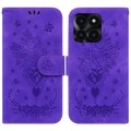 For Honor X6a Butterfly Rose Embossed Leather Phone Case(Purple)