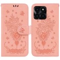 For Honor X6a Butterfly Rose Embossed Leather Phone Case(Pink)