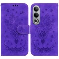 For OnePlus Nord CE4 5G Butterfly Rose Embossed Leather Phone Case(Purple)