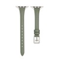For Apple Watch 8 45mm T-shaped Slim Genuine Leather Watch Band(Light Green)