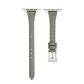 For Apple Watch SE 2022 44mm T-shaped Slim Genuine Leather Watch Band(Light Green)