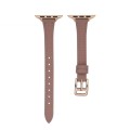 For Apple Watch 2 42mm T-shaped Slim Genuine Leather Watch Band(Light Brown)