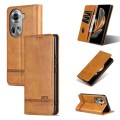 For OPPO Reno11 Global AZNS Magnetic Calf Texture Flip Leather Phone Case(Light Brown)