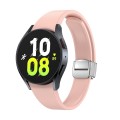 For Samsung Galaxy Watch 6 Magnetic Folding Silver Buckle Silicone Watch Band(Pink)