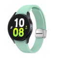 For Samsung Galaxy Watch 6 Magnetic Folding Silver Buckle Silicone Watch Band(Light Green)