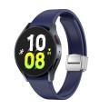 For Samsung Galaxy Watch 6 Magnetic Folding Silver Buckle Silicone Watch Band(Dark Blue)