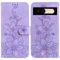 For Google Pixel 8a Lily Embossed Leather Phone Case(Purple)