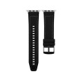 For Apple Watch Series 8 41mm Hybrid Leather Silicone Watch Band(Black)