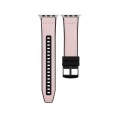 For Apple Watch Series 4 44mm Hybrid Leather Silicone Watch Band(Pink)