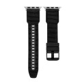 For Apple Watch 8 45mm Hybrid Braid Nylon Silicone Watch Band(Black)