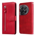 For OnePlus 12 Fashion Calf Texture Zipper Leather Phone Case(Red)