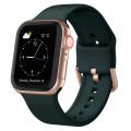 For Apple Watch Series 3 38mm Pin Buckle Silicone Watch Band(Dark Green)