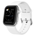 For Apple Watch Series 3 42mm Pin Buckle Silicone Watch Band(White)