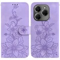 For Tecno Spark 20 Lily Embossed Leather Phone Case(Purple)