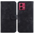 For Motorola Moto G84 Lily Embossed Leather Phone Case(Black)