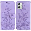 For Motorola Moto G54 Lily Embossed Leather Phone Case(Purple)