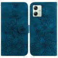 For Motorola Moto G54 Lily Embossed Leather Phone Case(Dark Blue)