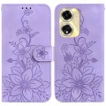 For OPPO A59 5G / A2M Lily Embossed Leather Phone Case(Purple)