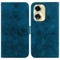 For OPPO A59 5G / A2M Lily Embossed Leather Phone Case(Dark Blue)