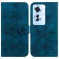 For OPPO F25 Pro 5G Global Lily Embossed Leather Phone Case(Dark Blue)