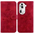 For OPPO Reno11 Pro 5G Global Lily Embossed Leather Phone Case(Red)