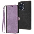 For Honor 100 Side Buckle Double Fold Hand Strap Leather Phone Case(Purple)