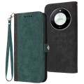 For Honor X50 / X9b Side Buckle Double Fold Hand Strap Leather Phone Case(Dark Green)