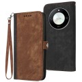 For Honor X50 / X9b Side Buckle Double Fold Hand Strap Leather Phone Case(Brown)