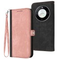 For Honor X50 / X9b Side Buckle Double Fold Hand Strap Leather Phone Case(Pink)