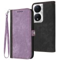 For Honor X7b Side Buckle Double Fold Hand Strap Leather Phone Case(Purple)