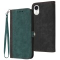 For iPhone SE 2024 Side Buckle Double Fold Hand Strap Leather Phone Case(Dark Green)