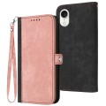 For iPhone SE 2024 Side Buckle Double Fold Hand Strap Leather Phone Case(Pink)