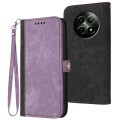 For Realme 12 5G Global Side Buckle Double Fold Hand Strap Leather Phone Case(Purple)