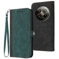 For Realme 12+ 5G Global Side Buckle Double Fold Hand Strap Leather Phone Case(Dark Green)