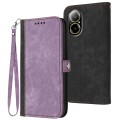 For Realme C67 4G Global Side Buckle Double Fold Hand Strap Leather Phone Case(Purple)