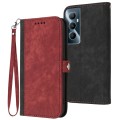 For Realme C65 4G Side Buckle Double Fold Hand Strap Leather Phone Case(Red)