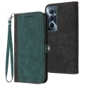 For Realme C65 4G Side Buckle Double Fold Hand Strap Leather Phone Case(Dark Green)