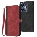 For Realme C55 4G Global/Narzo N55 Side Buckle Double Fold Hand Strap Leather Phone Case(Red)