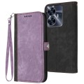 For Realme C55 4G Global/Narzo N55 Side Buckle Double Fold Hand Strap Leather Phone Case(Purple)