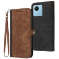 For Realme C30 4G/Narzo 50i Prime/C30s Side Buckle Double Fold Hand Strap Leather Phone Case(Brown)